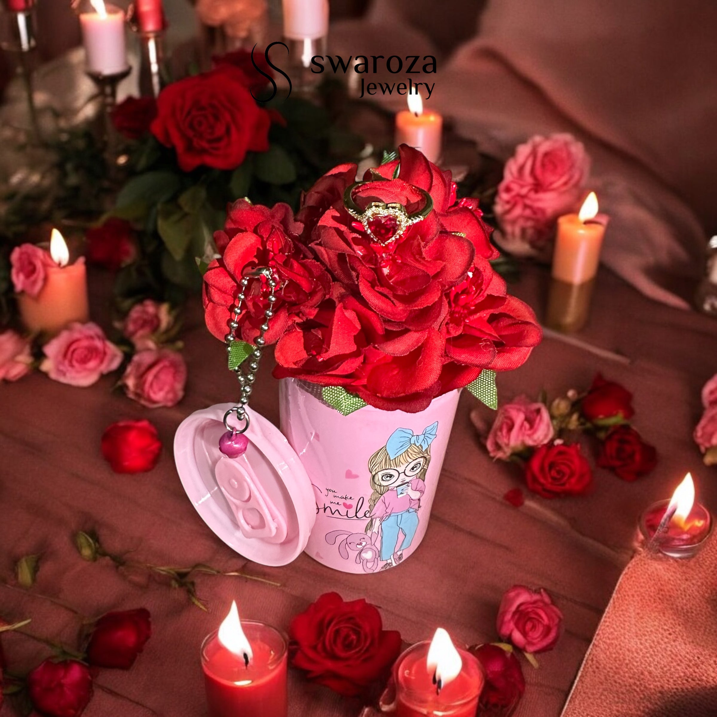 Sürpriz Çiçekli Yüzüklü Kutu