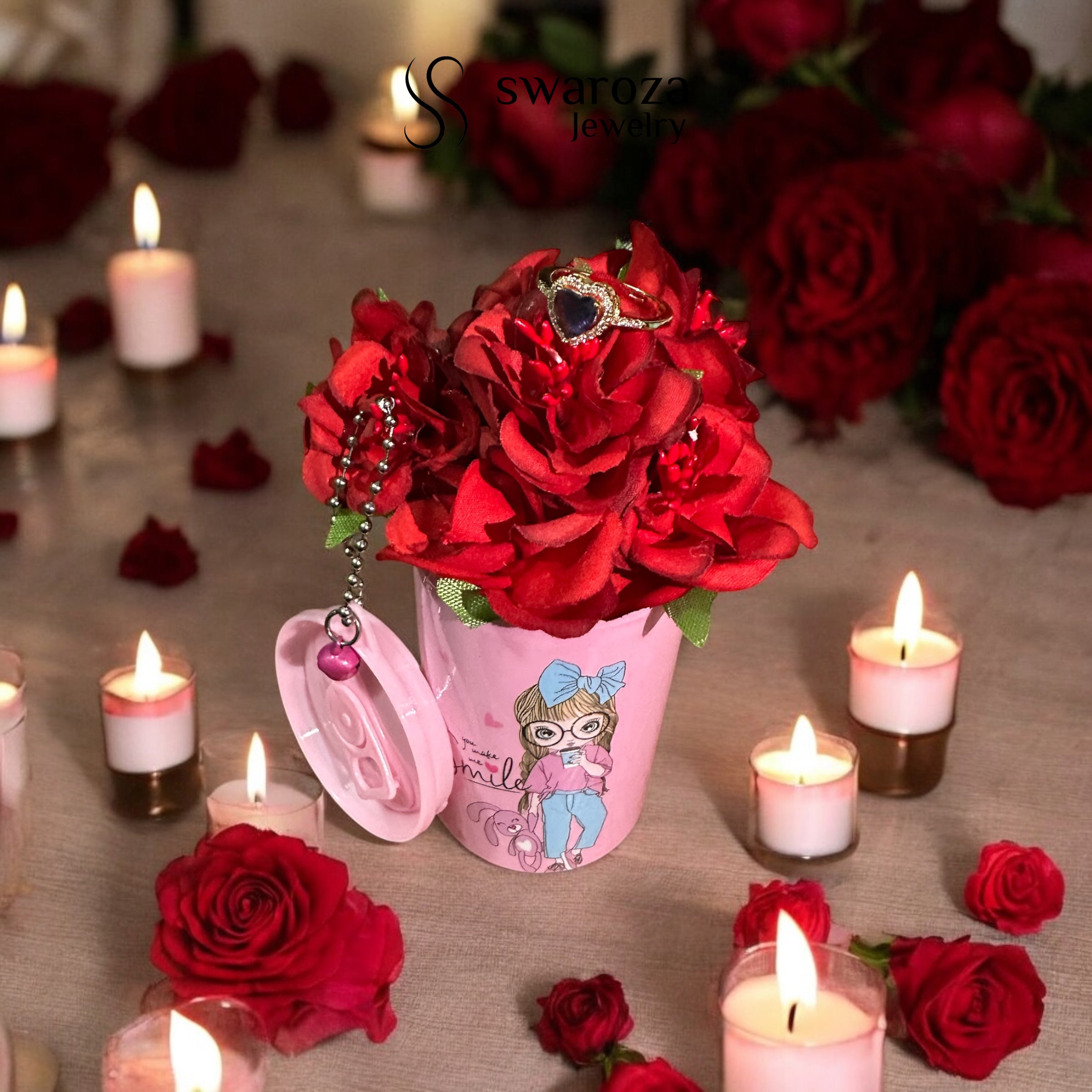 Sürpriz Çiçekli Yüzüklü Kutu