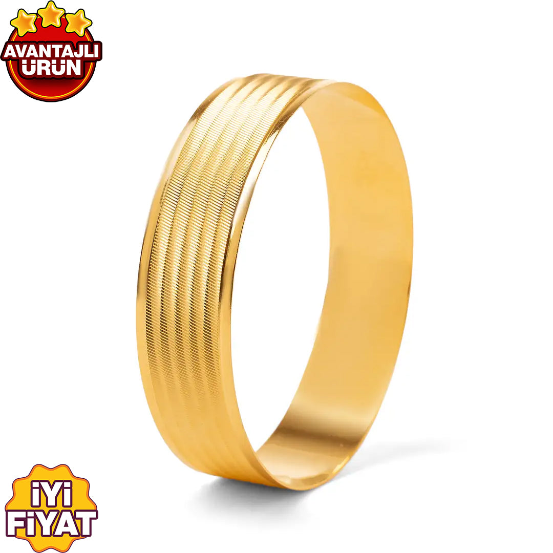 Desenli Trabzon Hasır Bilezik 22 Ayar Altın Kaplama