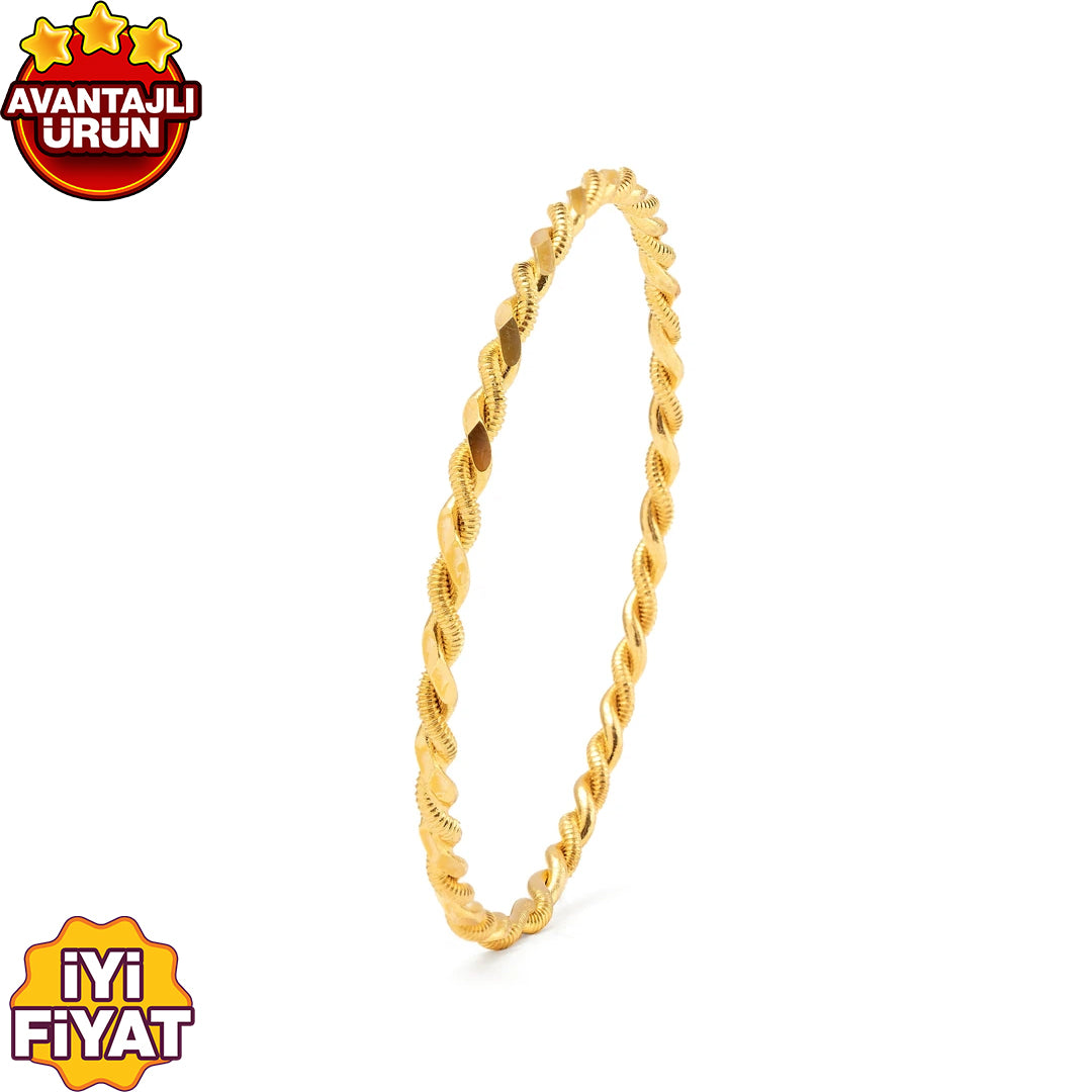 İkili Burma İnce Bilezik 22 Ayar Altın Kaplama (15 Gr Görünümünde)