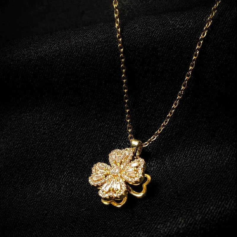 14 Ayar Altın Kaplama Dönen Yonca Kolye - Swaroza