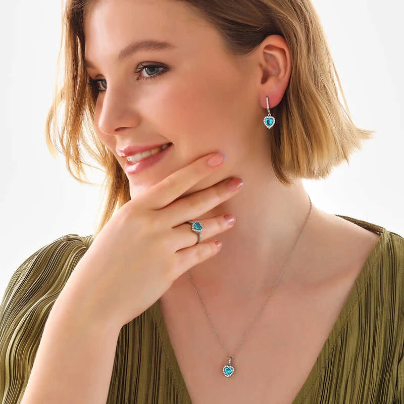 Kalpli Taşlı Gümüş Takı Set - Swaroza