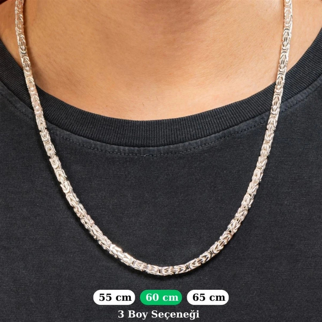 Kral Kare Beyaz Gümüş Kolye Zinciri 4.5mm - Swaroza