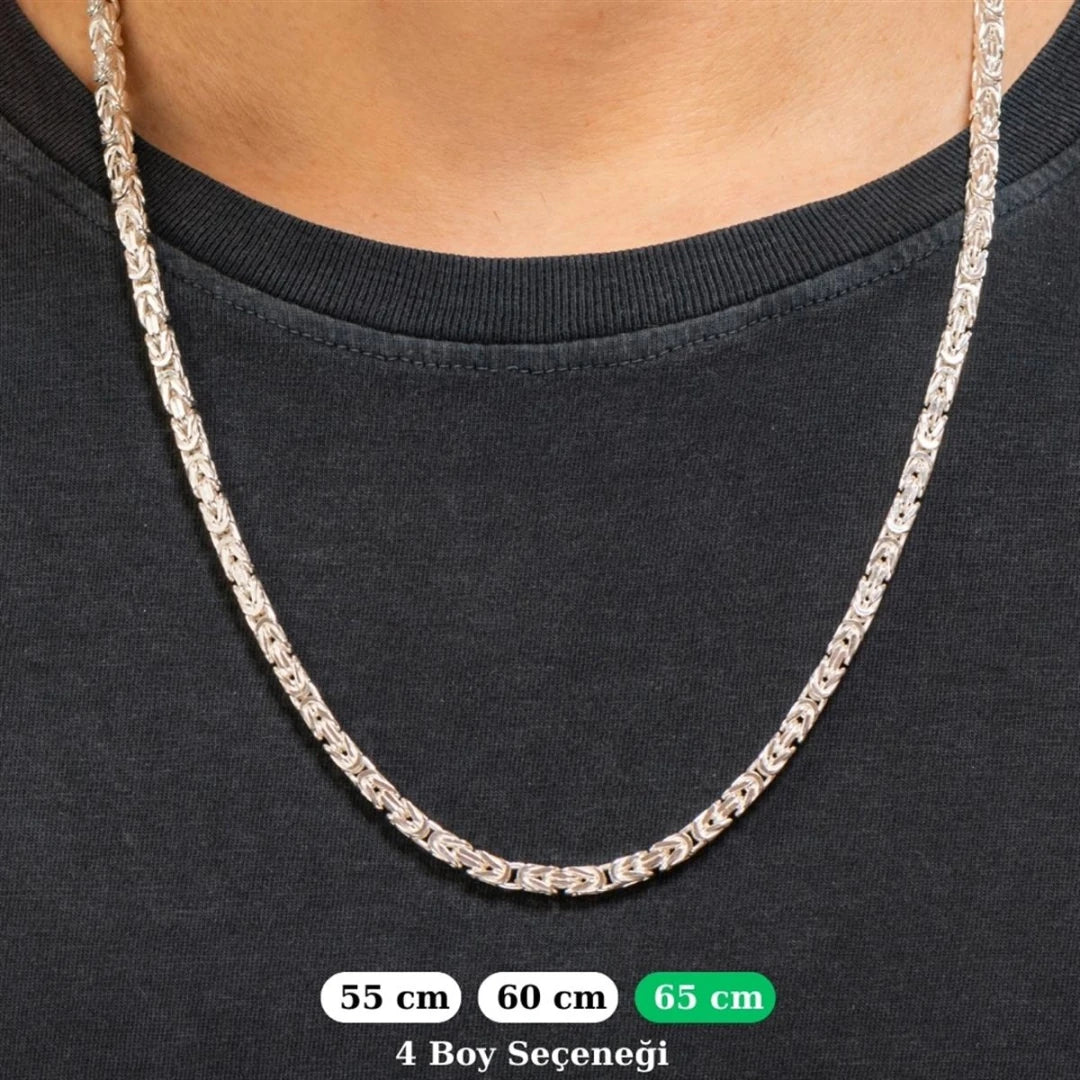 Kral Kare Beyaz Gümüş Kolye Zinciri 4.5mm - Swaroza