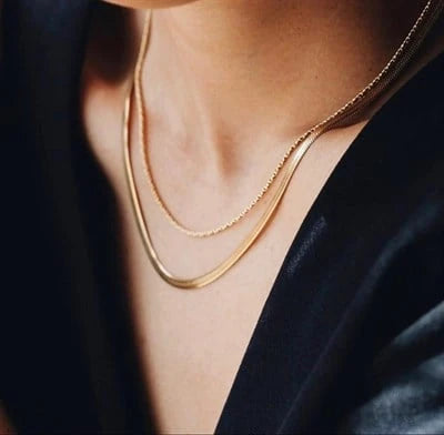 Altın Sarısı Renkli İtalyan Zincir Motifi Kolye - Swaroza