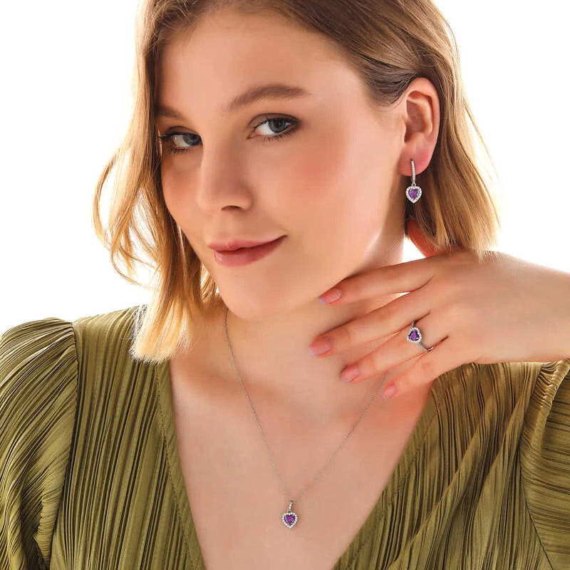 Kalpli Taşlı Gümüş Takı Set - Swaroza