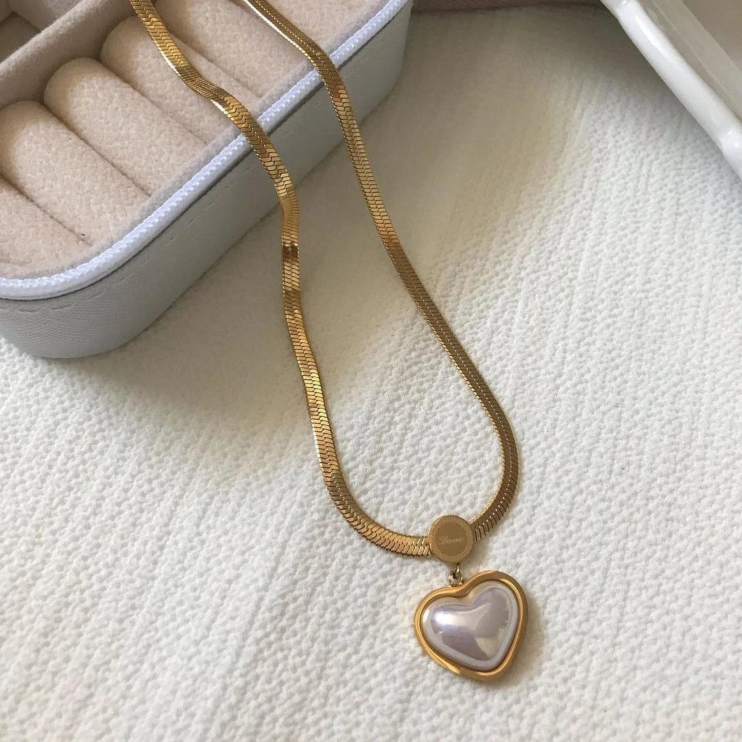14 Ayar Altın Kaplama İtalyan Zincir Kalp Kolye - Swaroza