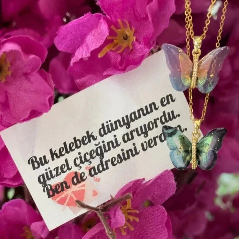 Renkli Şanslı Kelebek Kolyesi - Swaroza