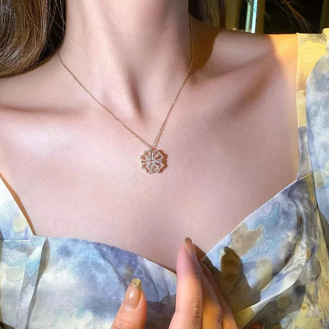 14 Ayar Altın Kaplama Mıknatıslı Yonca Kolye - Swaroza