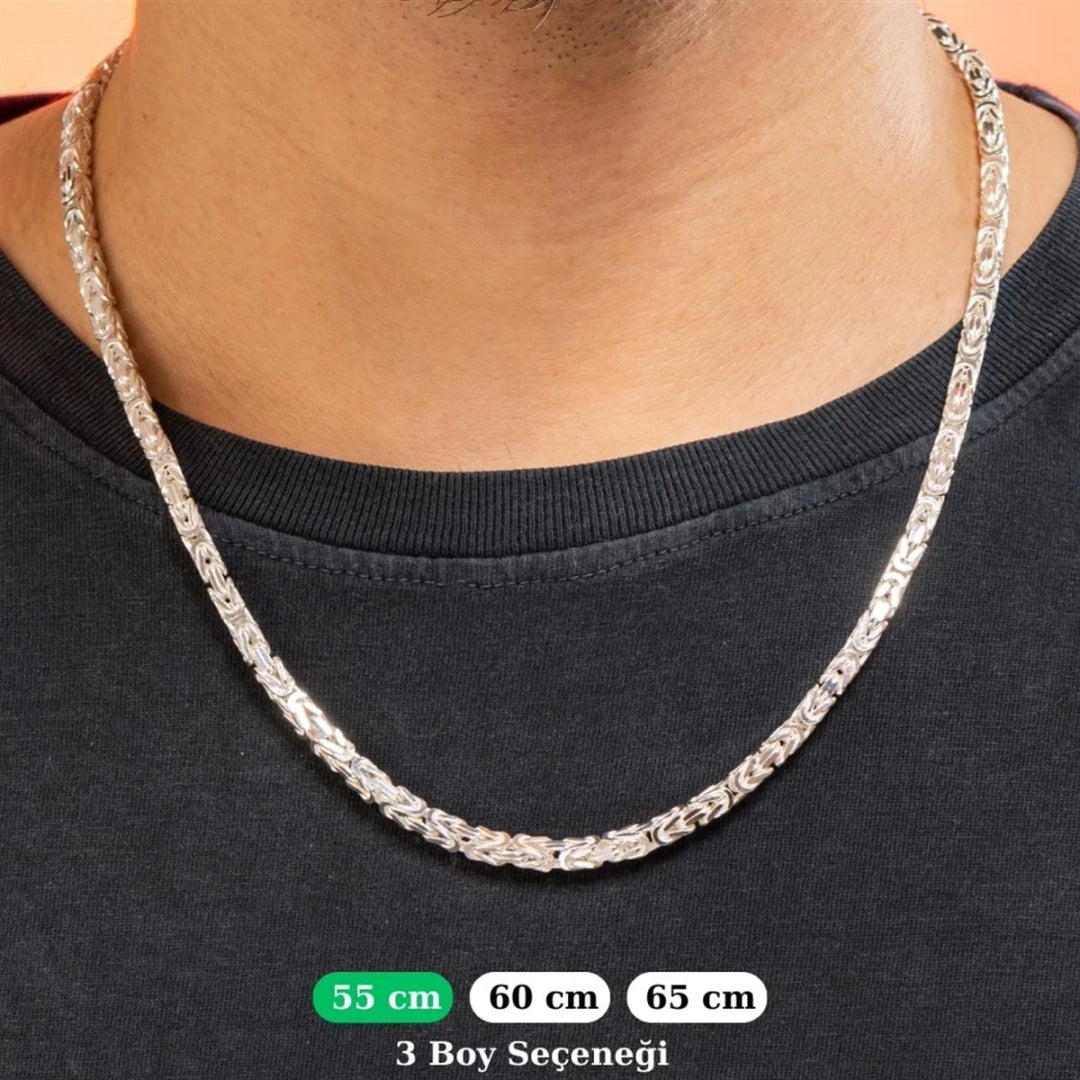 Kral Kare Beyaz Gümüş Kolye Zinciri 4.5mm - Swaroza