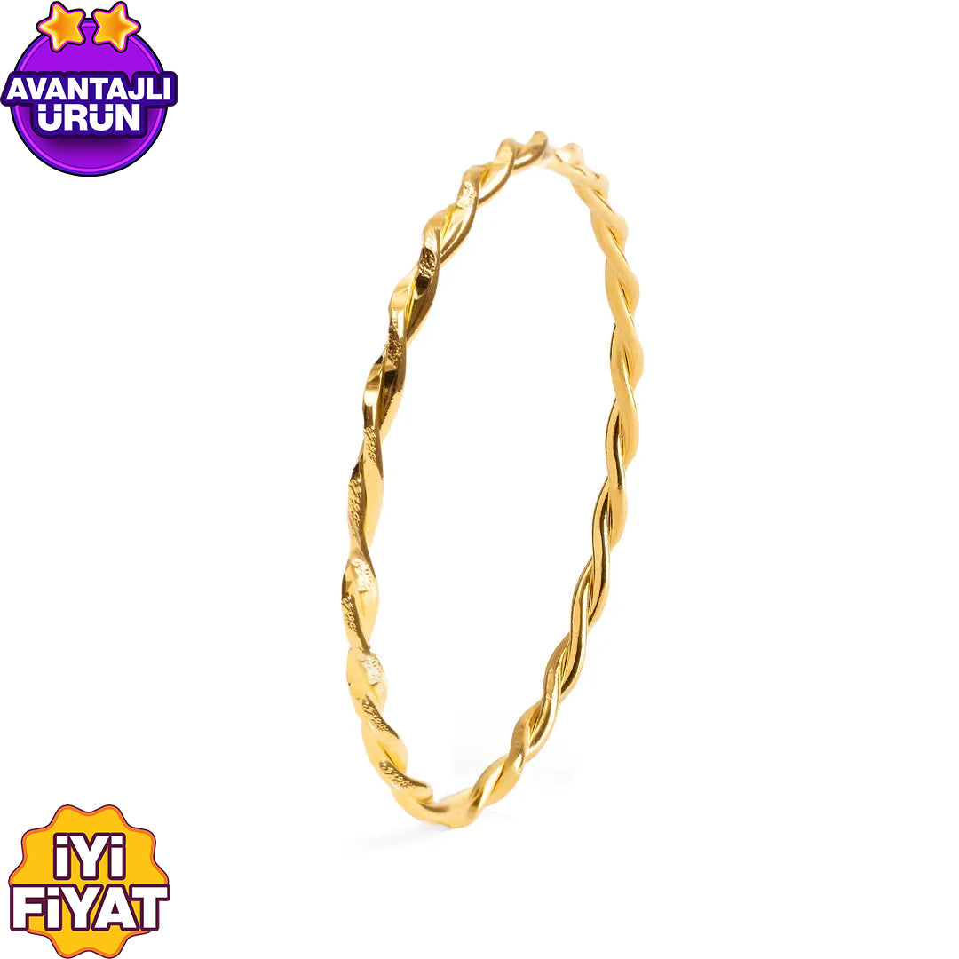 Simli İkili Burma Bilezik 22 Ayar Altın Kaplama (20 Gr görünümünde)