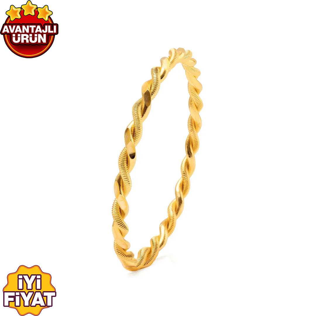İkili Burma Kalın Bilezik 22 Ayar Altın Kaplama (30 Gr Görünümünde)