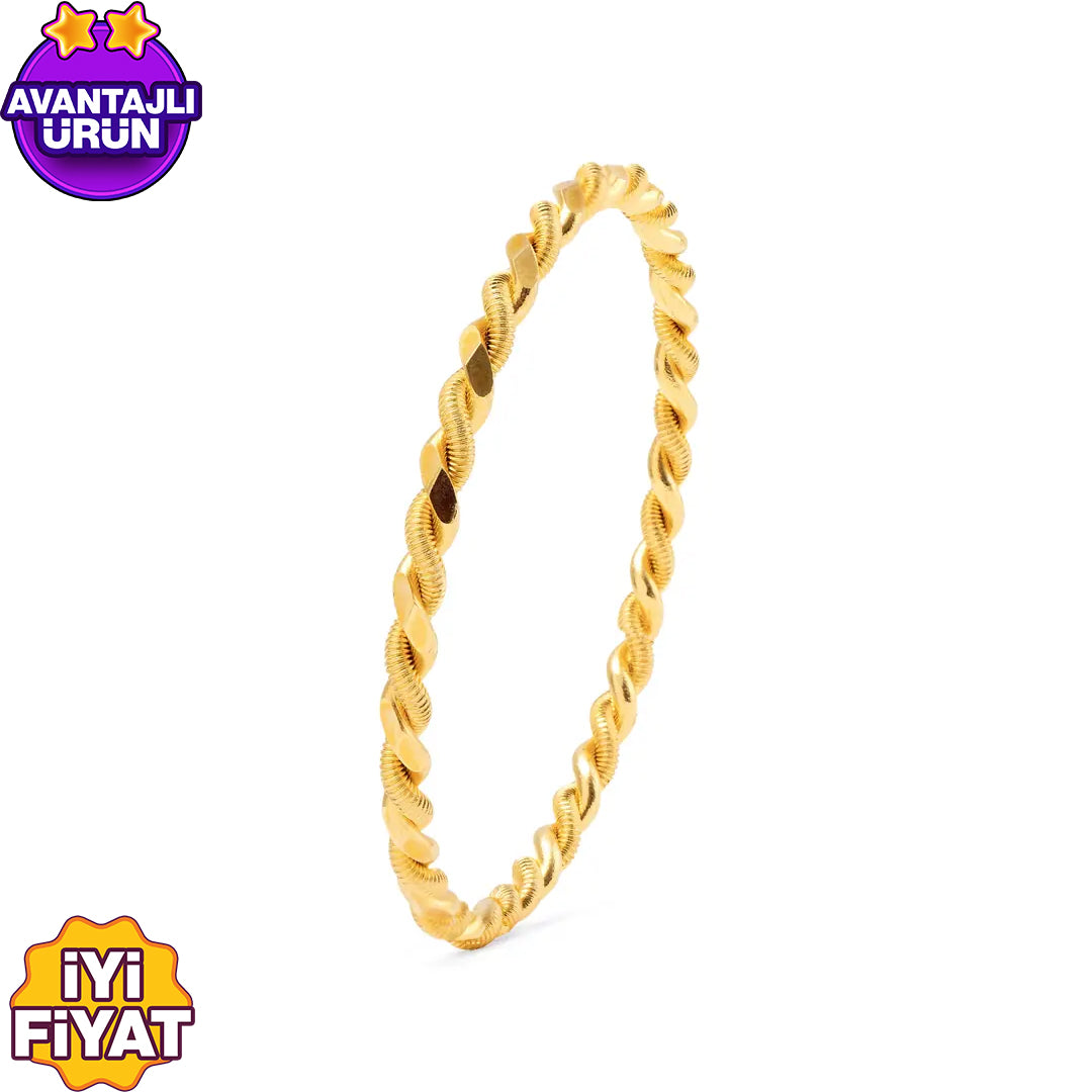 İkili Burma Orta Bilezik 22 Ayar Altın Kaplama (25 Gr Görünümünde)