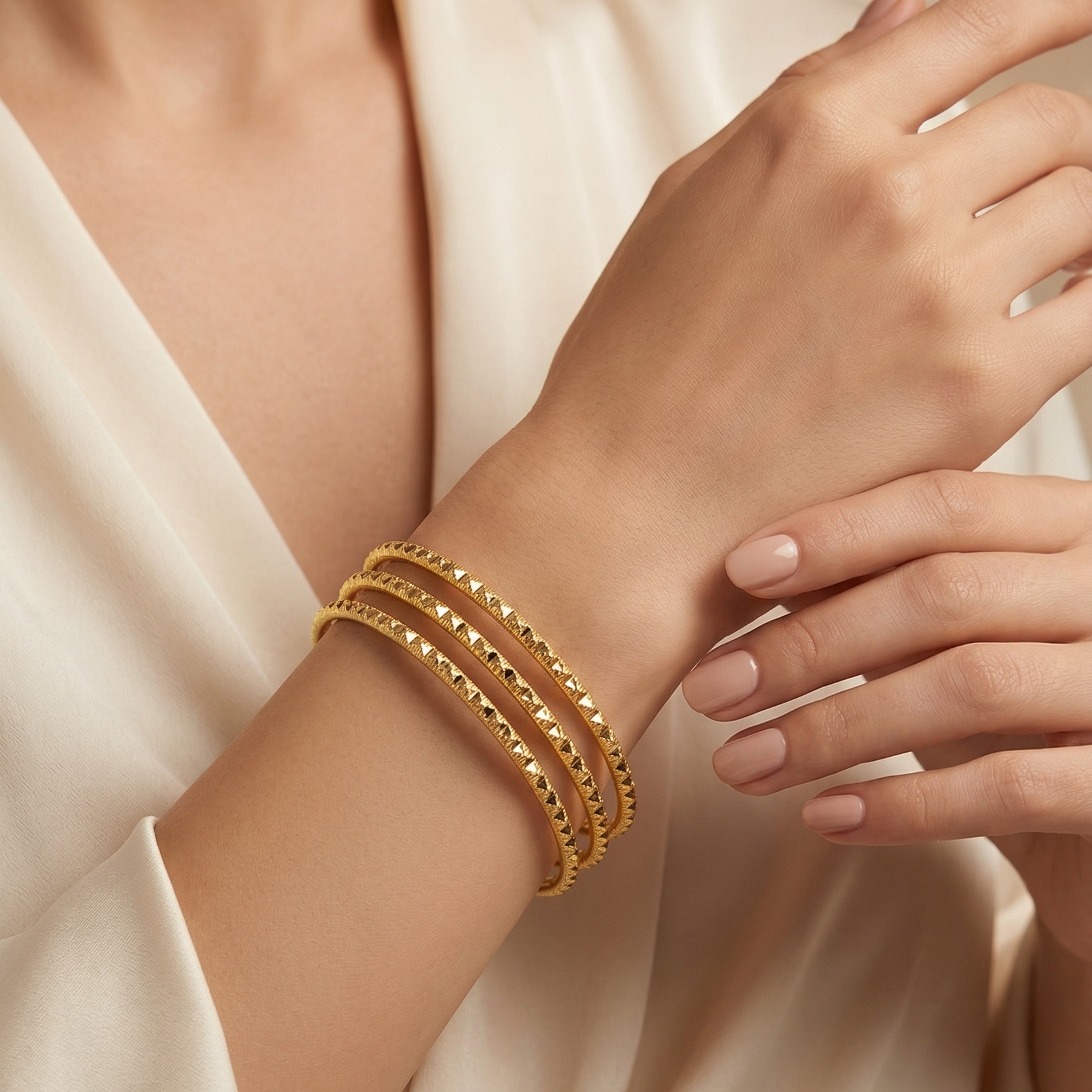 Noktalı Ajda Bilezik 22 Ayar Altın Kaplama